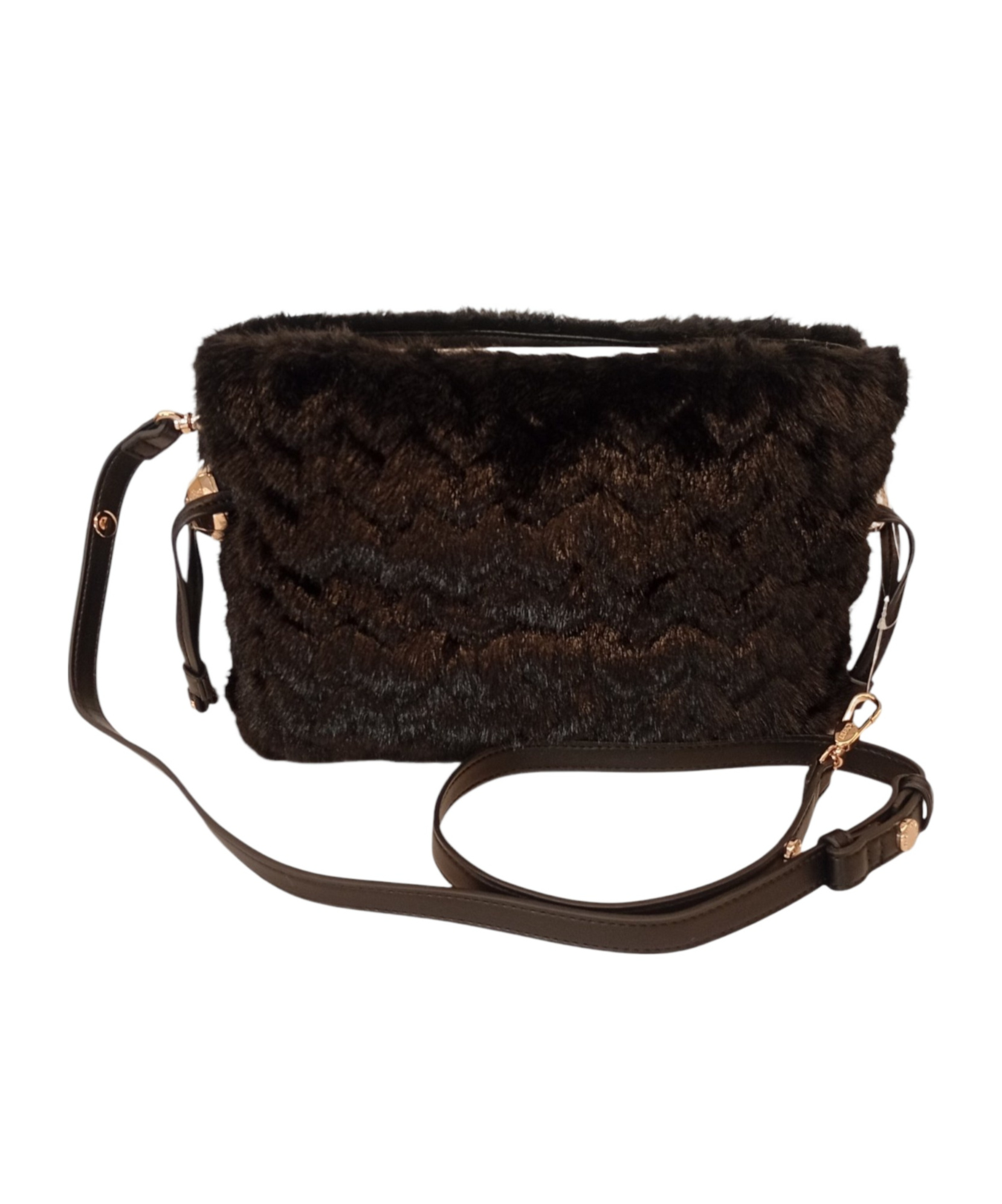 Liu •jo Fur Shoulder Bag In Black