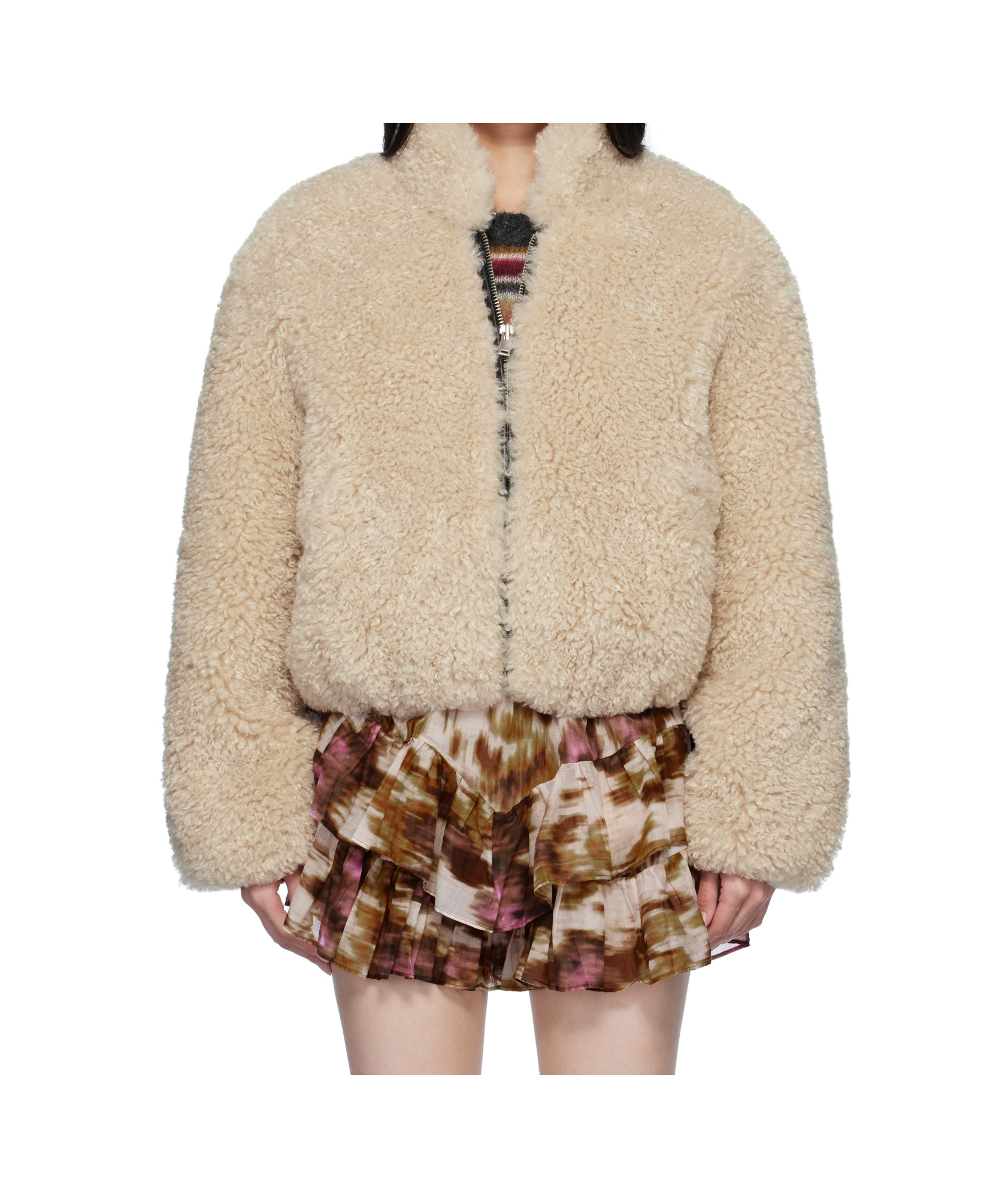 Isabel Marant Étoile Anasta Faux-fur Jacket In Nude