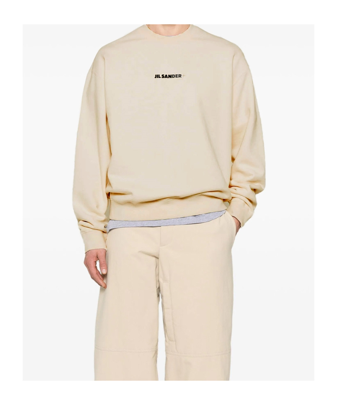 Jil Sander Logo Print Crewneck Sweatshirt In Nude