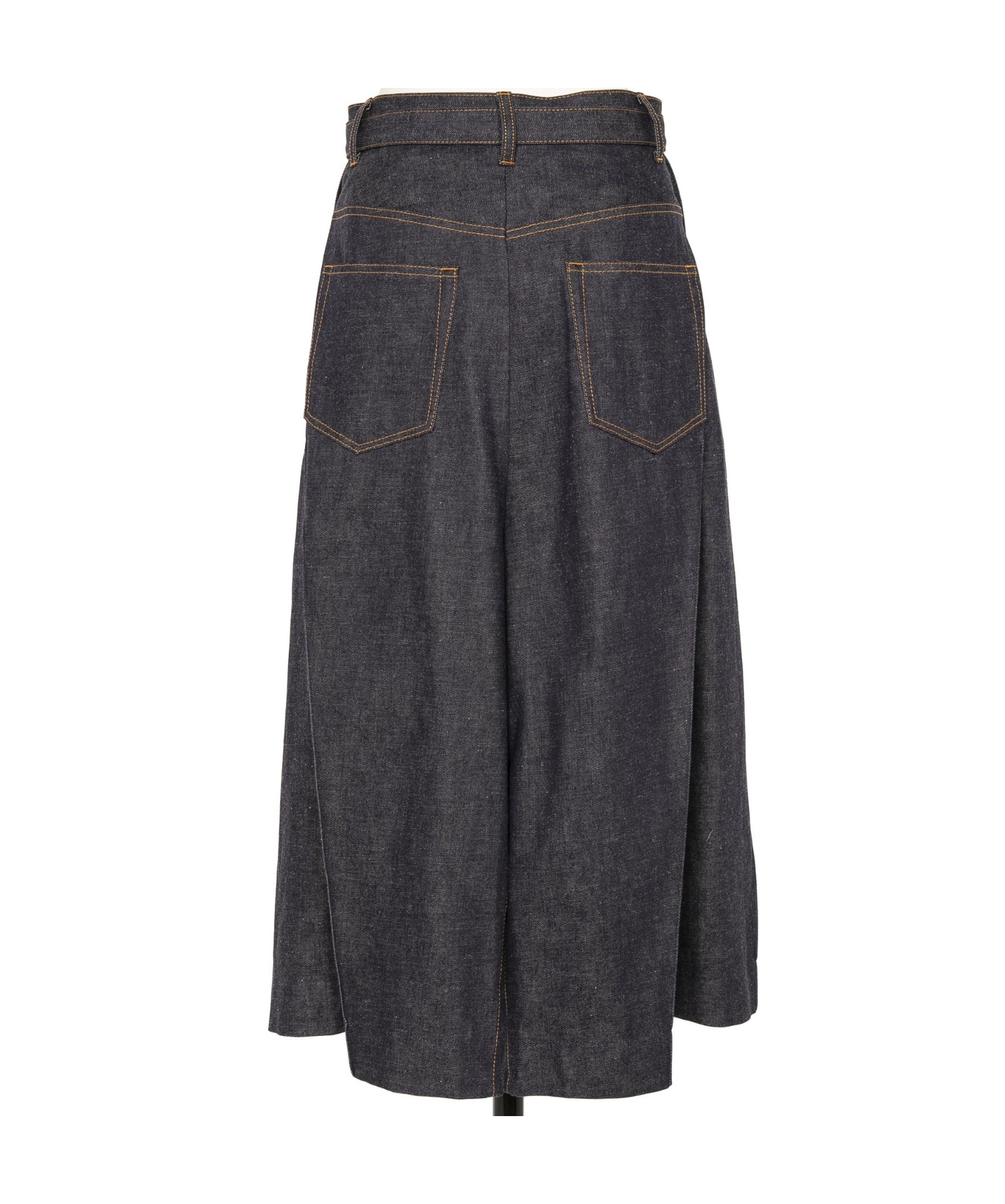 Sacai Indigo Mix Denim Midi Skirt In Black