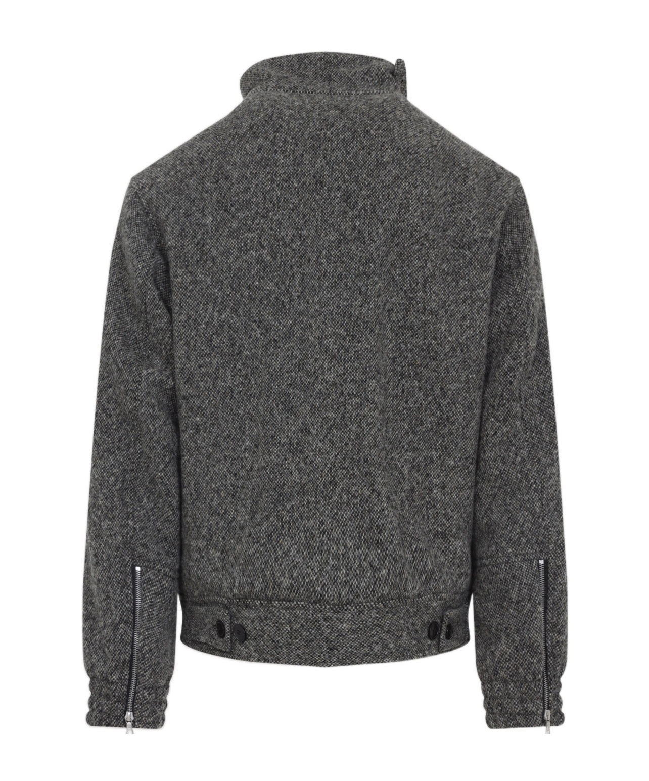 Dries Van Noten Patterned Wool Zip Jacket Front Pockets In Gray
