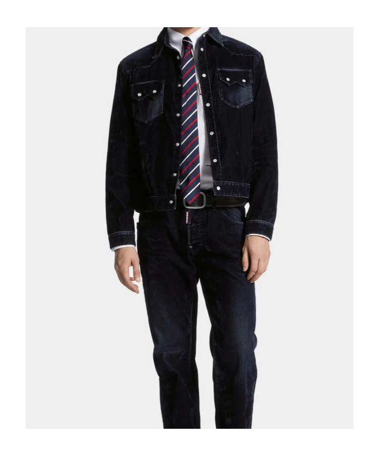 Dsquared2 Denim Jacket With Flocked Detailing In Black