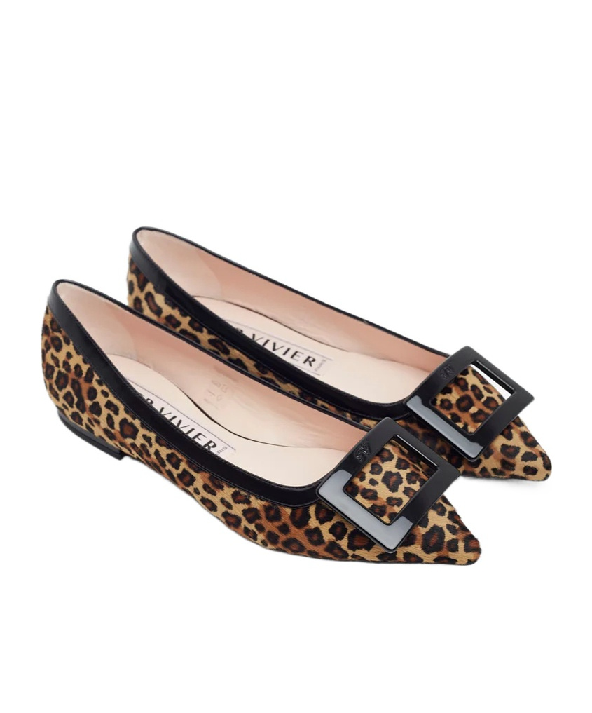 Roger Vivier Gommettine Ballerina Leopard Print Pony Skin In Brown
