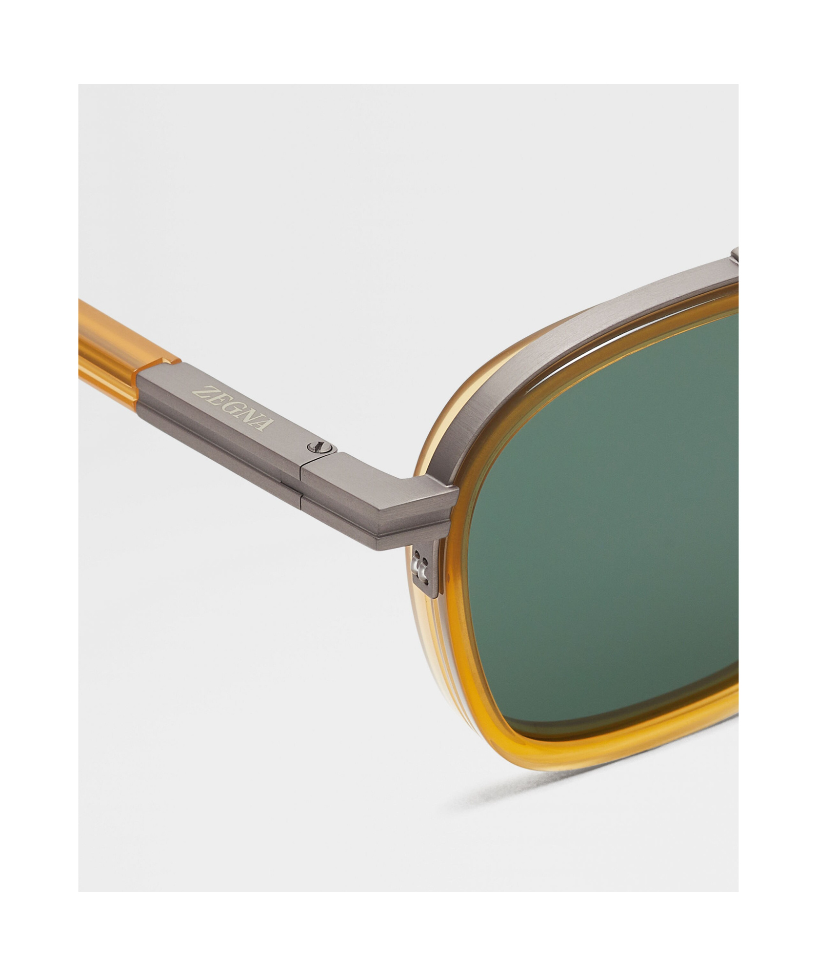 Zegna Dark Yellow Orizzonte I Acetate And Metal Sunglasses In Green