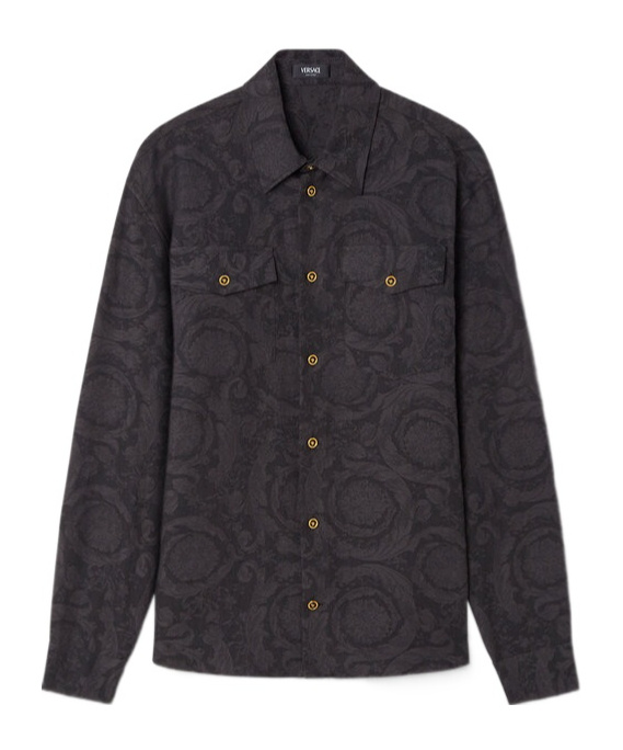 Versace Gray Barocco Jacquard Overshirt