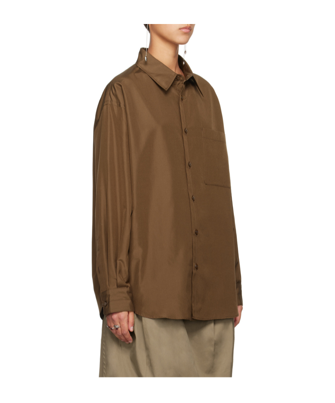 Lemaire Relaxed Long-sleeved Shirt In Brown