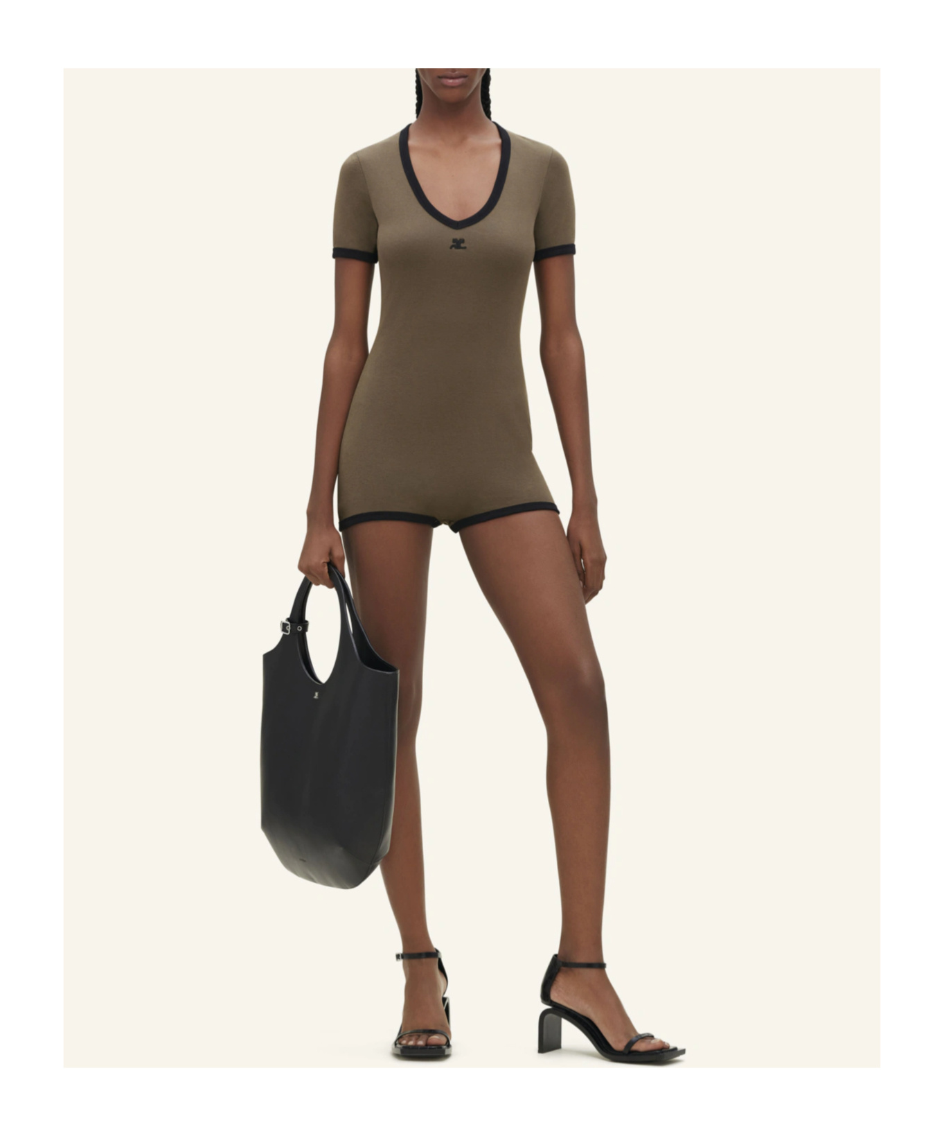 Courrèges Contrasting-trim Cotton Playsuit