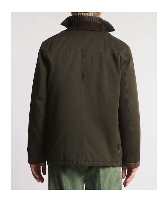 Fay Structured Green Cotton Jacket With Contrasting Collar In Green