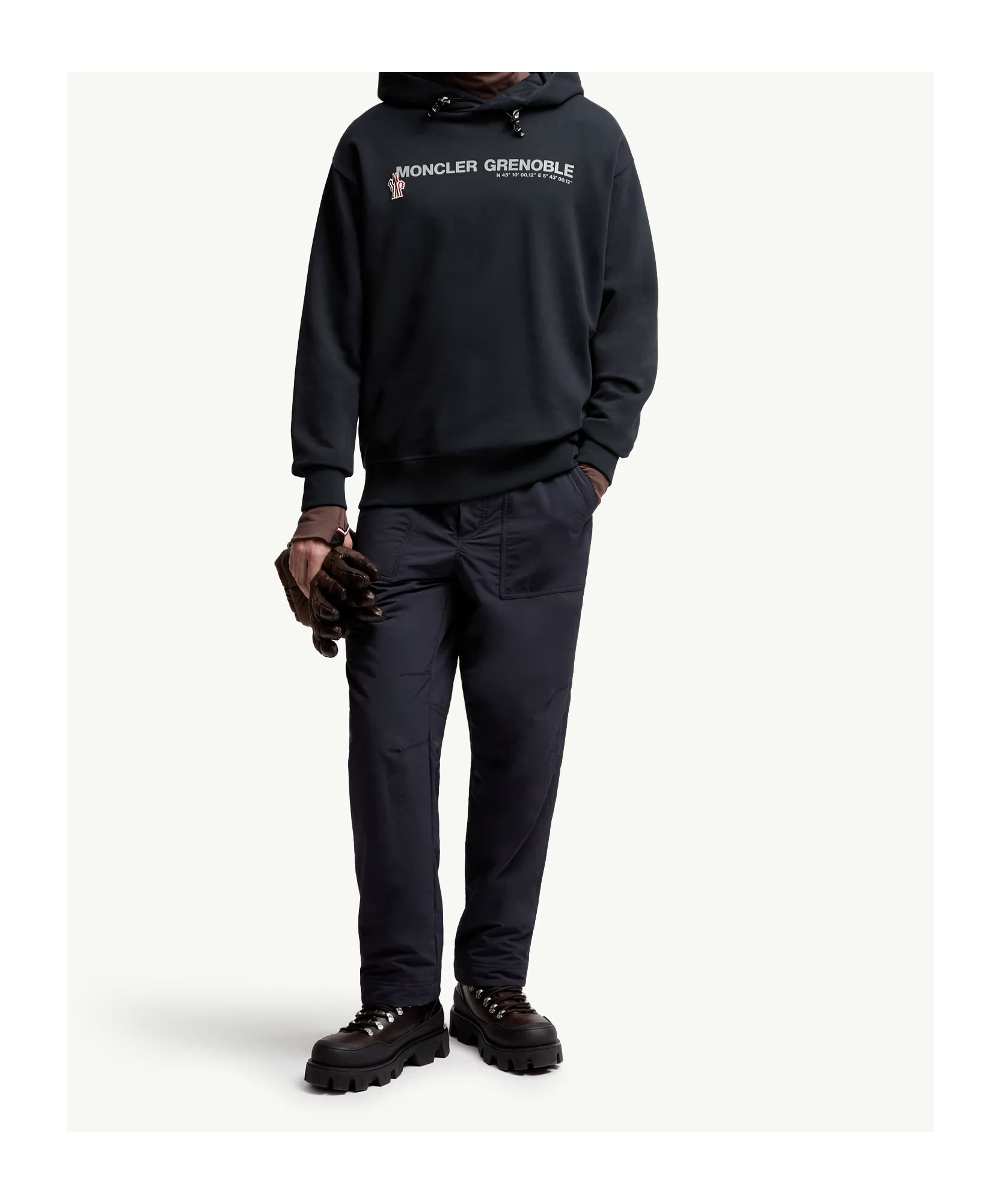 Moncler Grenoble Logo Embroidered Long-sleeved Hoodie In Blue