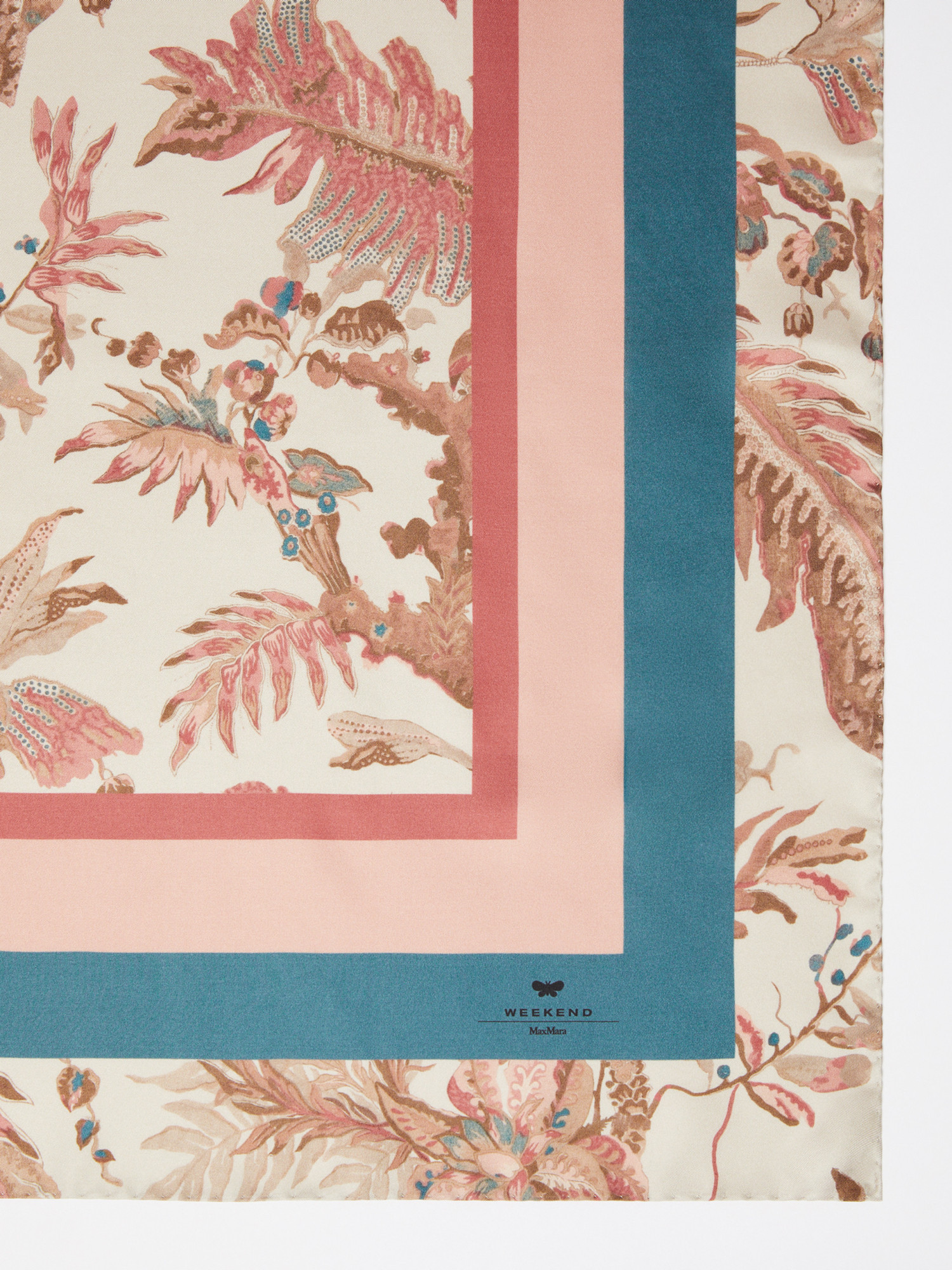 Weekend Max Mara Omens Beige Onesto Graphic-print Twill Silk Scarf In Brown