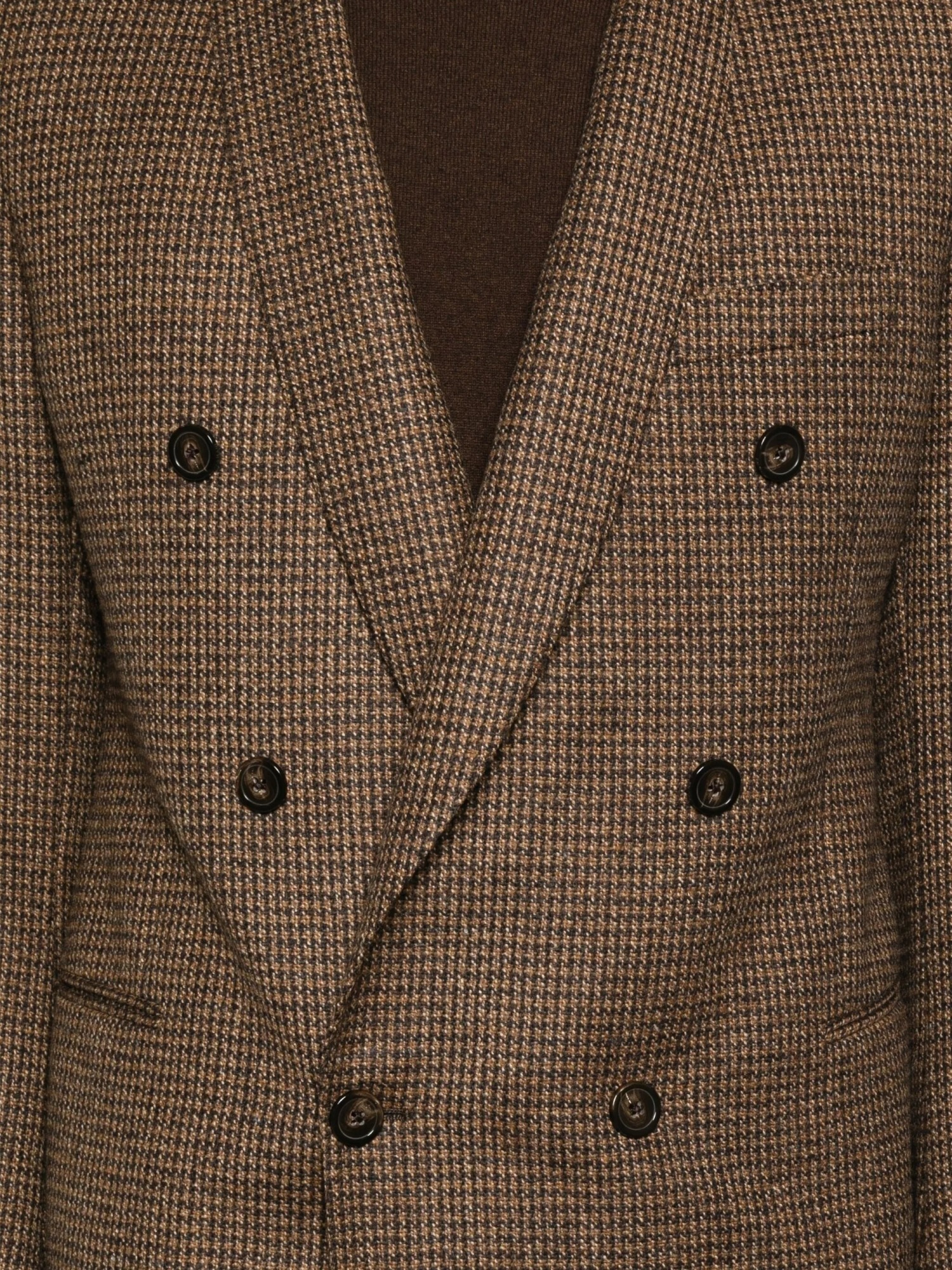 Emporio Armani Houndstooth Double-breasted Jacket In Brown