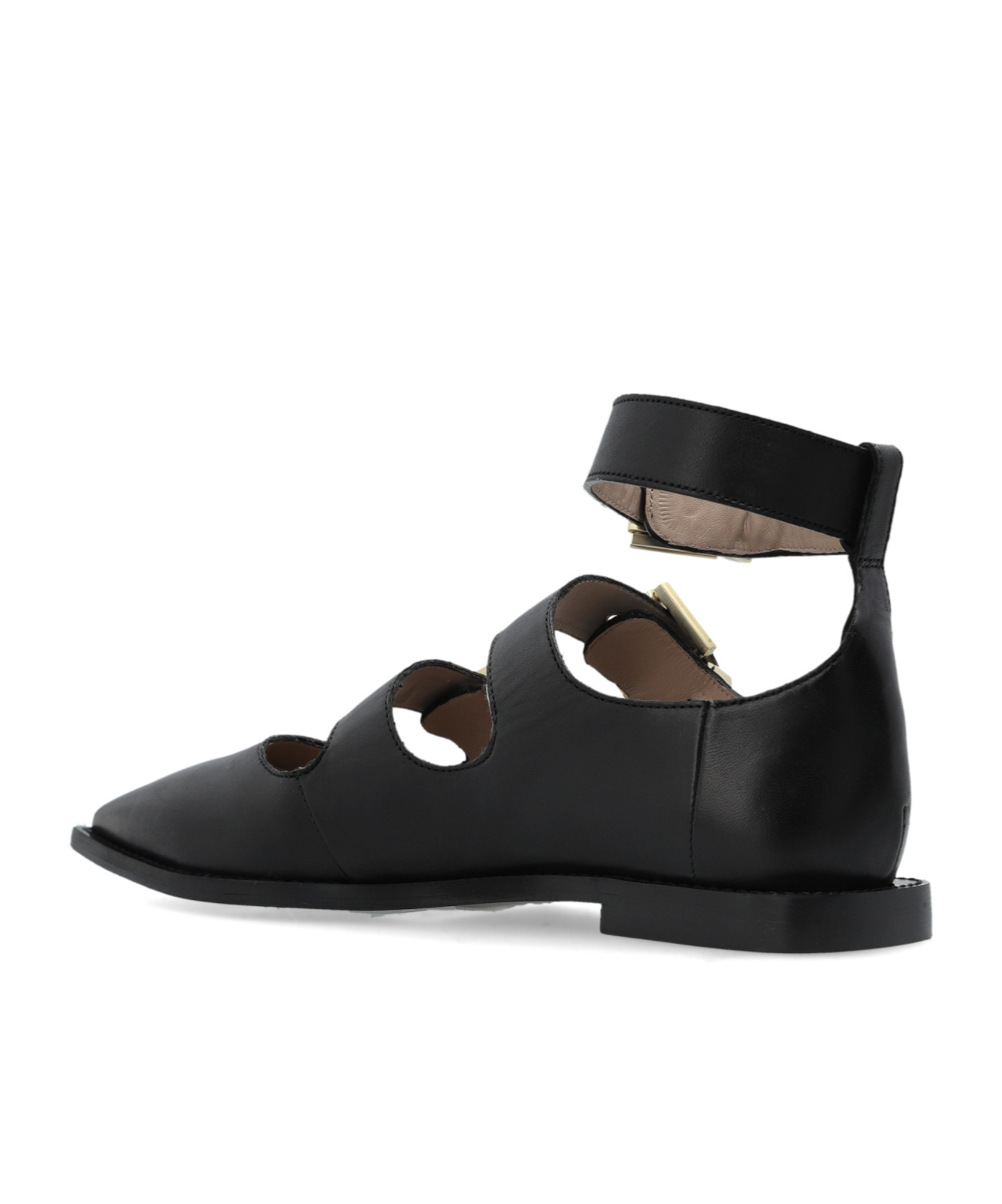 Allsaints Buckle Detail Flat Shoes In Black