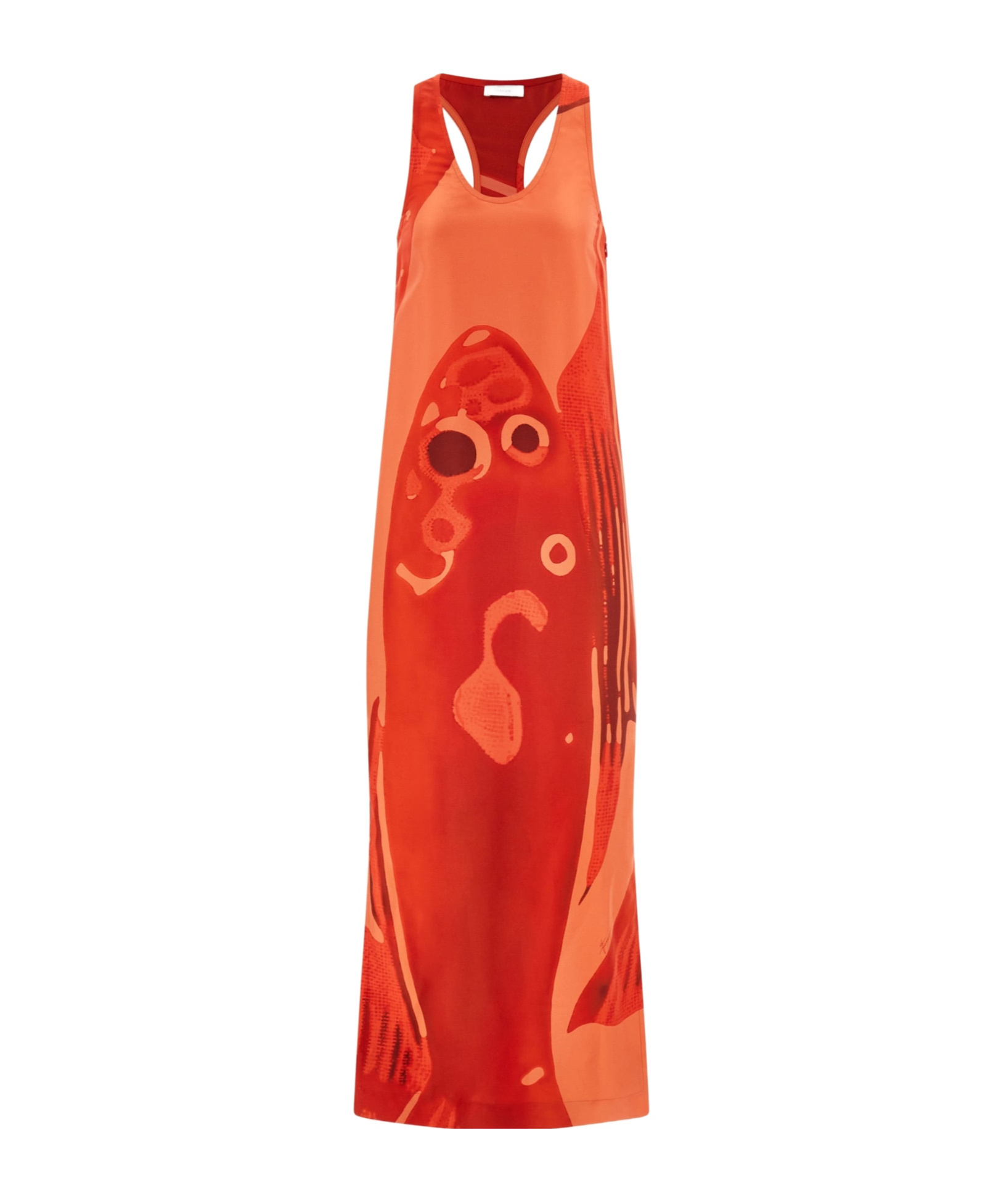 Ferragamo Carp-motif Silk Maxi Dress In Orange