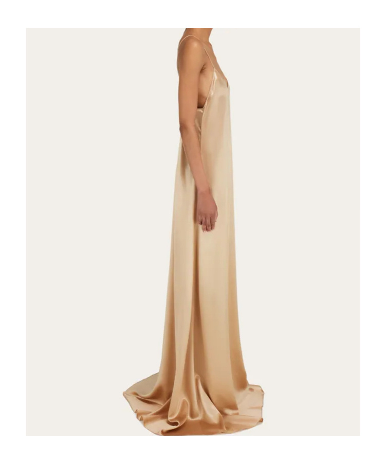Ferragamo V-neck Maxi Dress In Brown