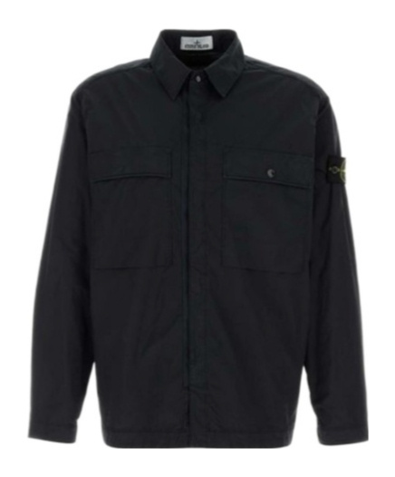 Stone Island Compass-patch Zip-up Overshirt