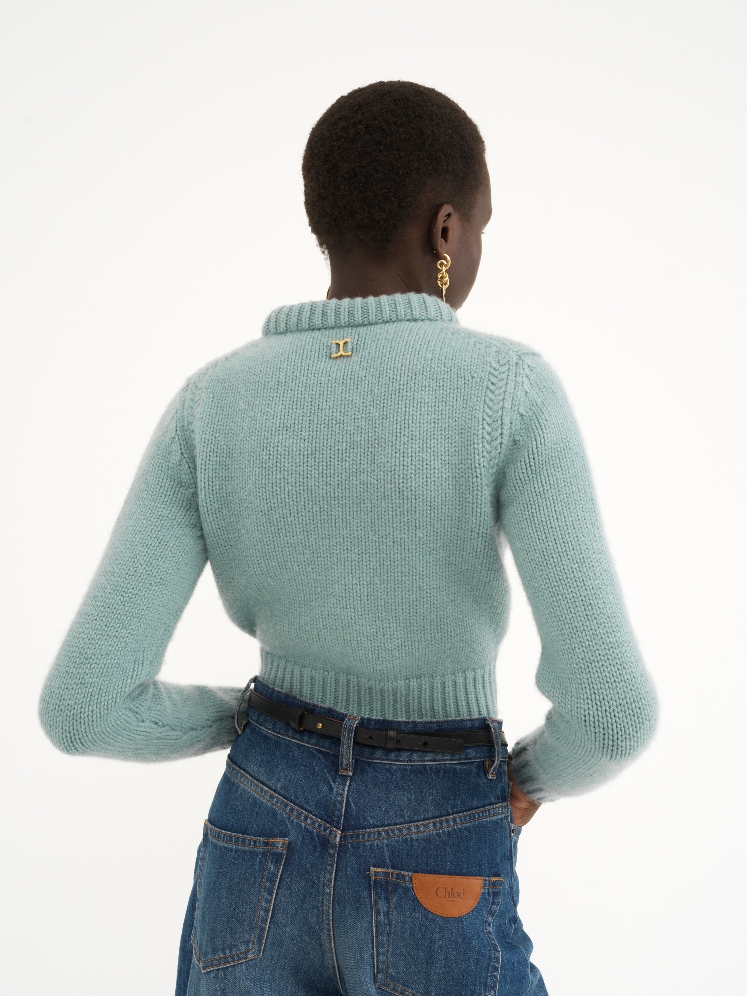 Shop Chloé Long-sleeved Wool Sweater In Green