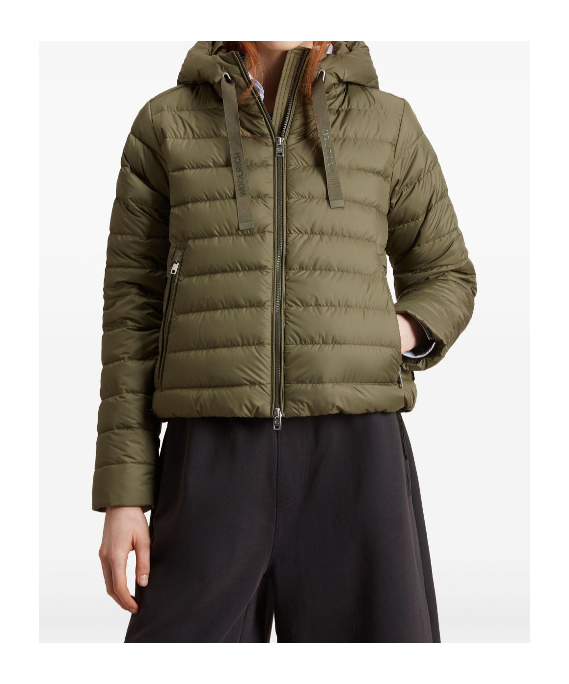 Woolrich Army Green Polyester Down Jacket In Green
