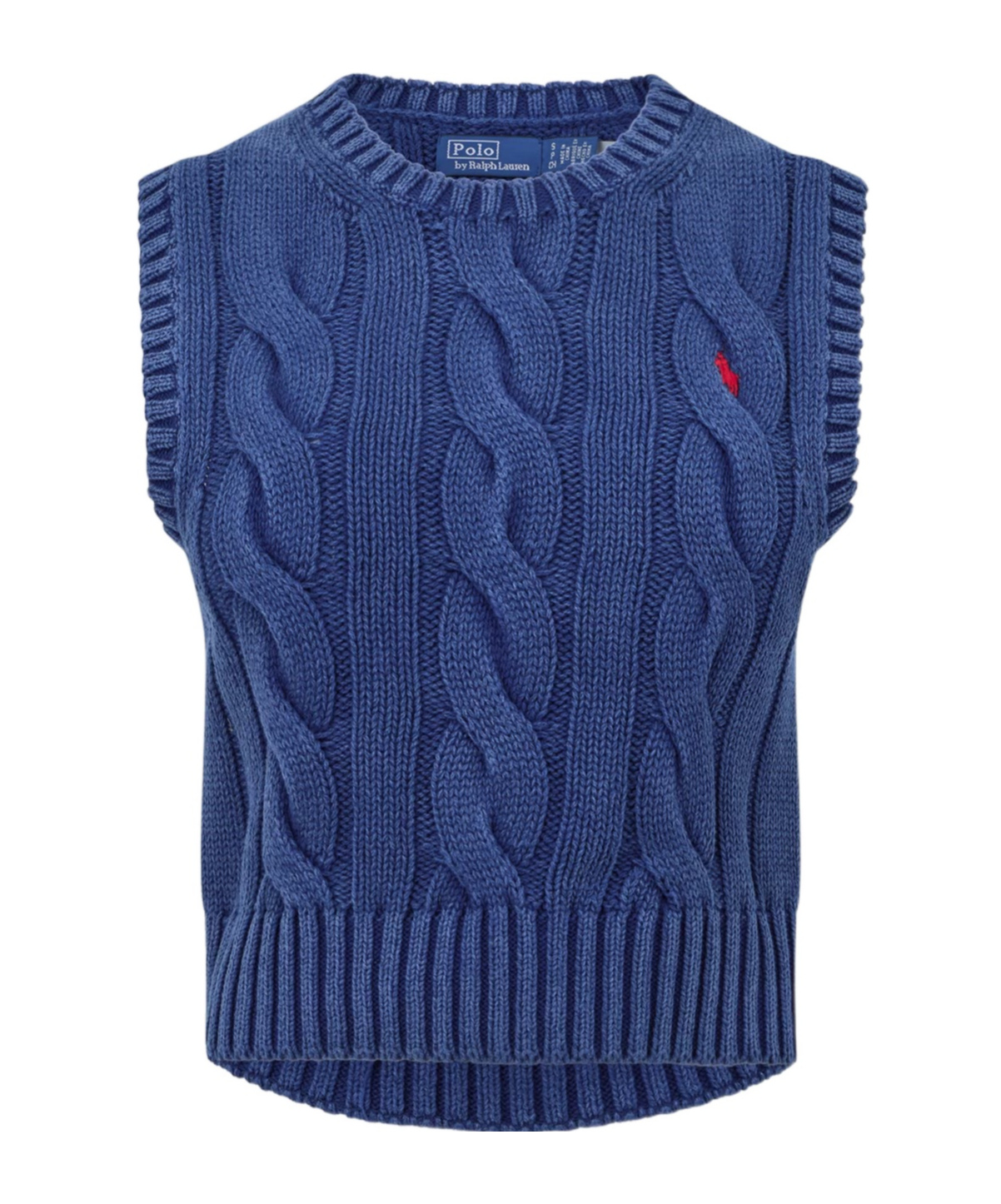 Polo Ralph Lauren Knitted Braided Knit Vest In Blue