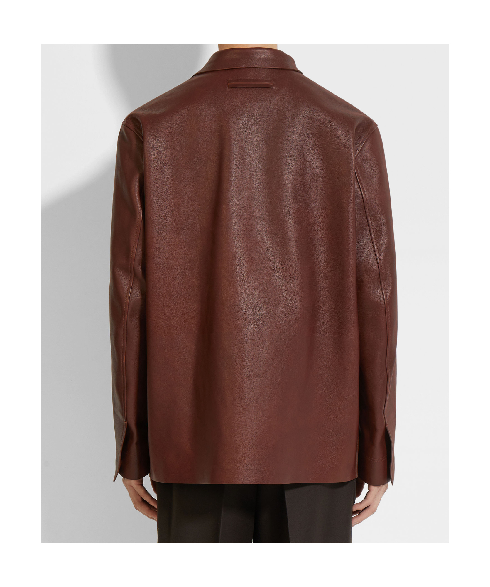 Shop Zegna Leather Jacket In Brown