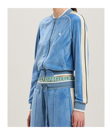 Palm Angels Oval Palm Chenille Track Jacket In Blue