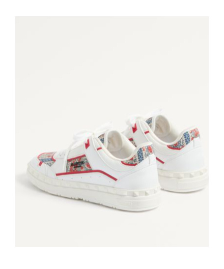 Valentino Garavani Leather Freedots Sneakers Panels Patterned In White