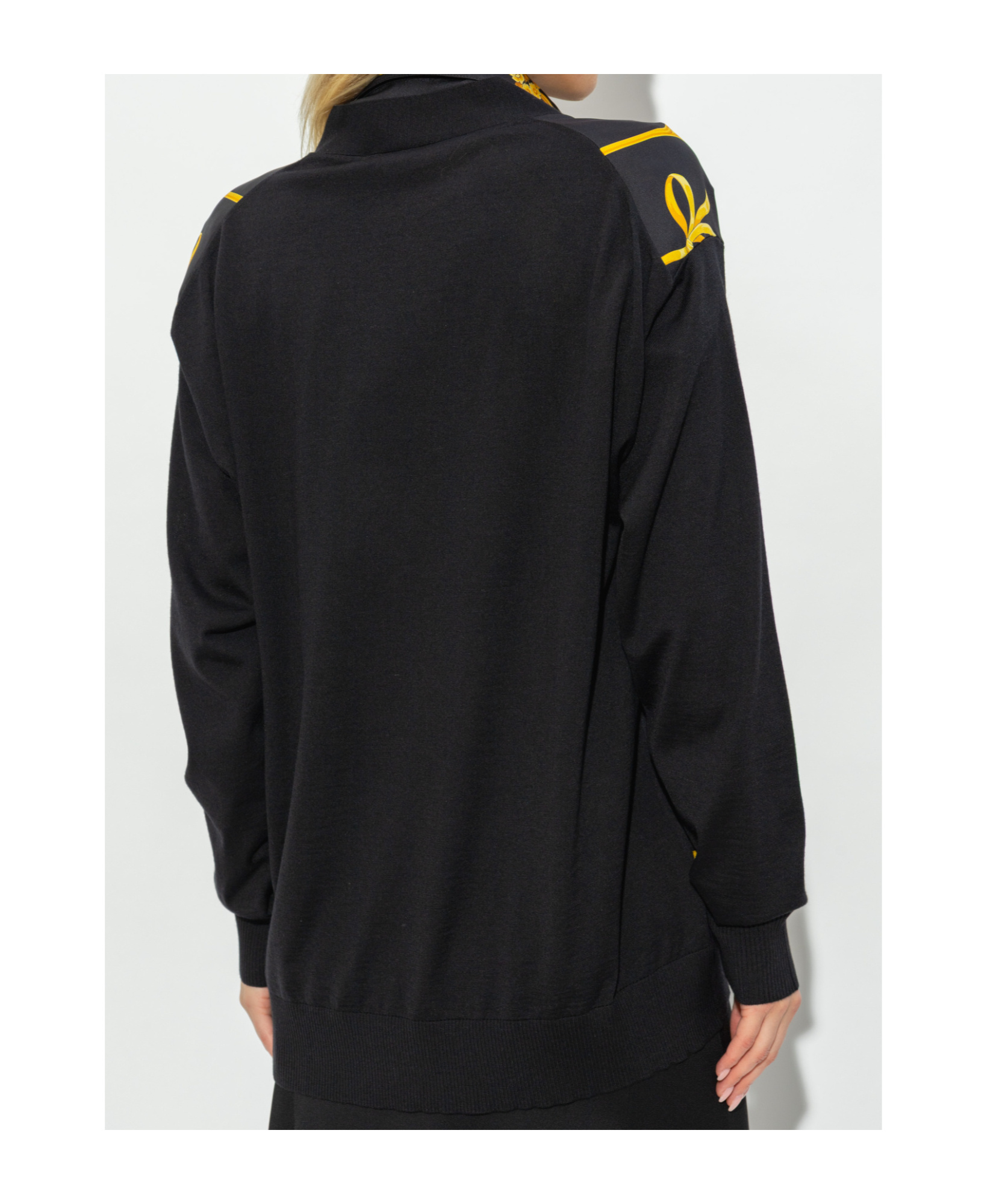 Versace Long Sleeve Cardigan In Black