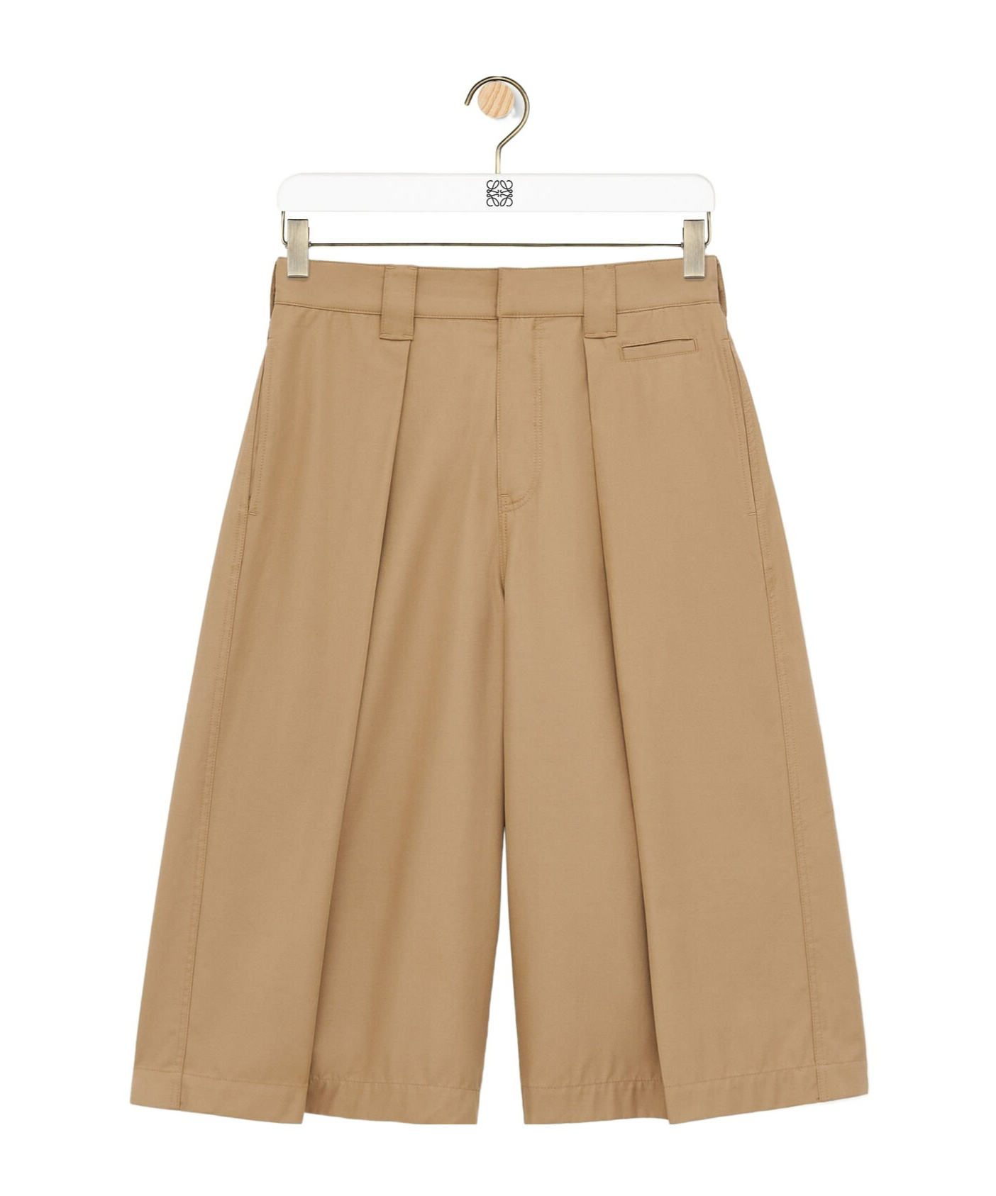 Loewe Pleated Shorts In Cotton In Nude