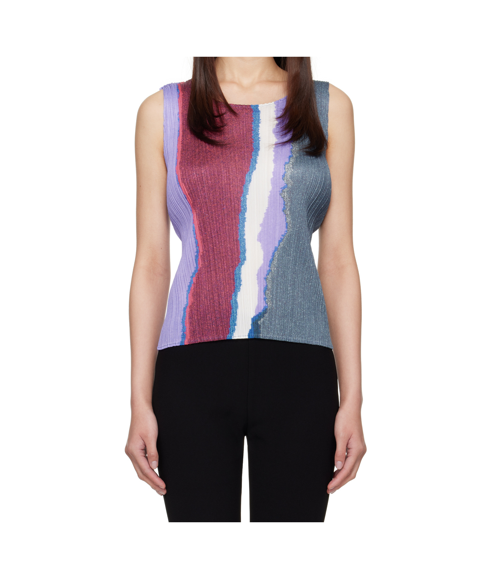 Issey Miyake Blue May Grainy Colors Tank Top In Multi