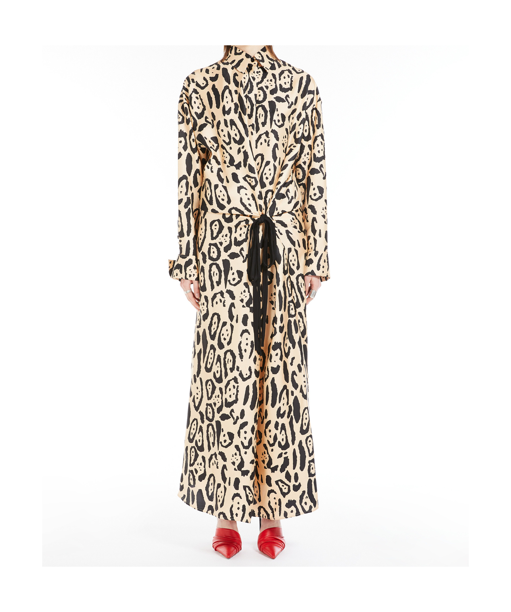 Sportmax Silk Leopard Print Astoria Maxi Dress In Nude
