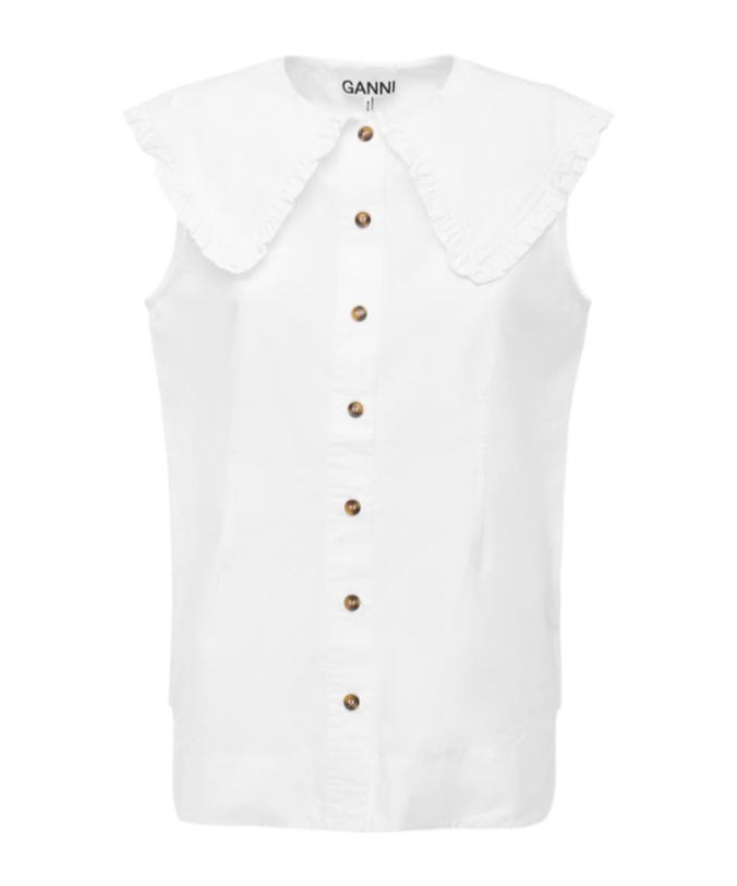 Ganni Peter Pan Collar Sleeveless Blouse