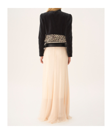 Chloé Spencer Embroidered-belt Velvet Crop Jacket In Black