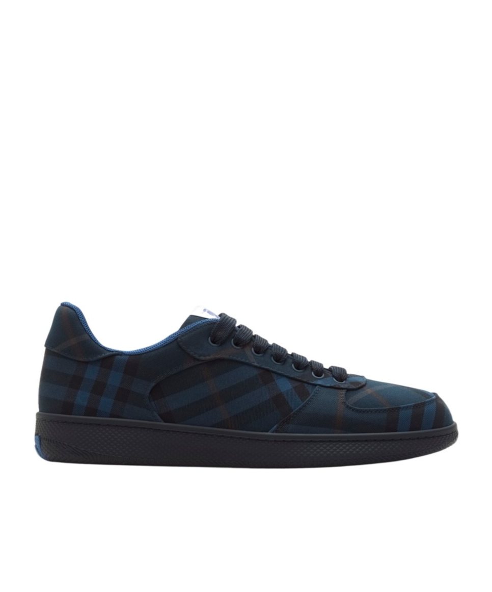Burberry Plaid-pattern Sneakers With Textured Rubber Sole In Black