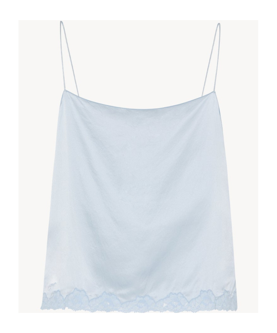 The Row Kilari Satin Lace Hem Top In Glacier Blue