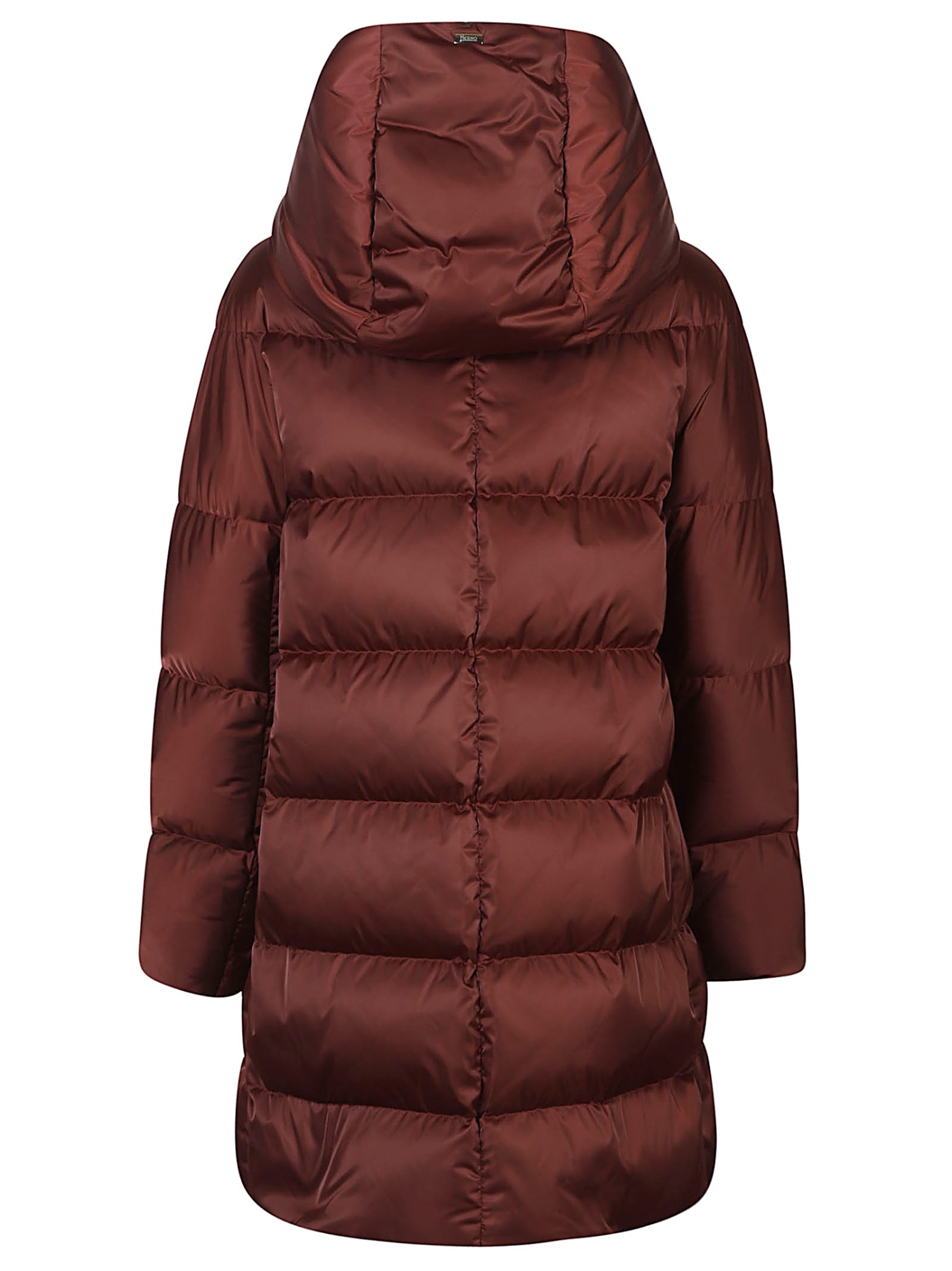 Herno A-shape In Satin With Faux Fur Bib In Red