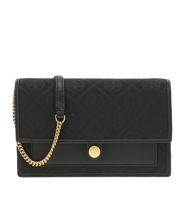 Tory Burch T Monogram-jacquard Shoulder Bag In Black
