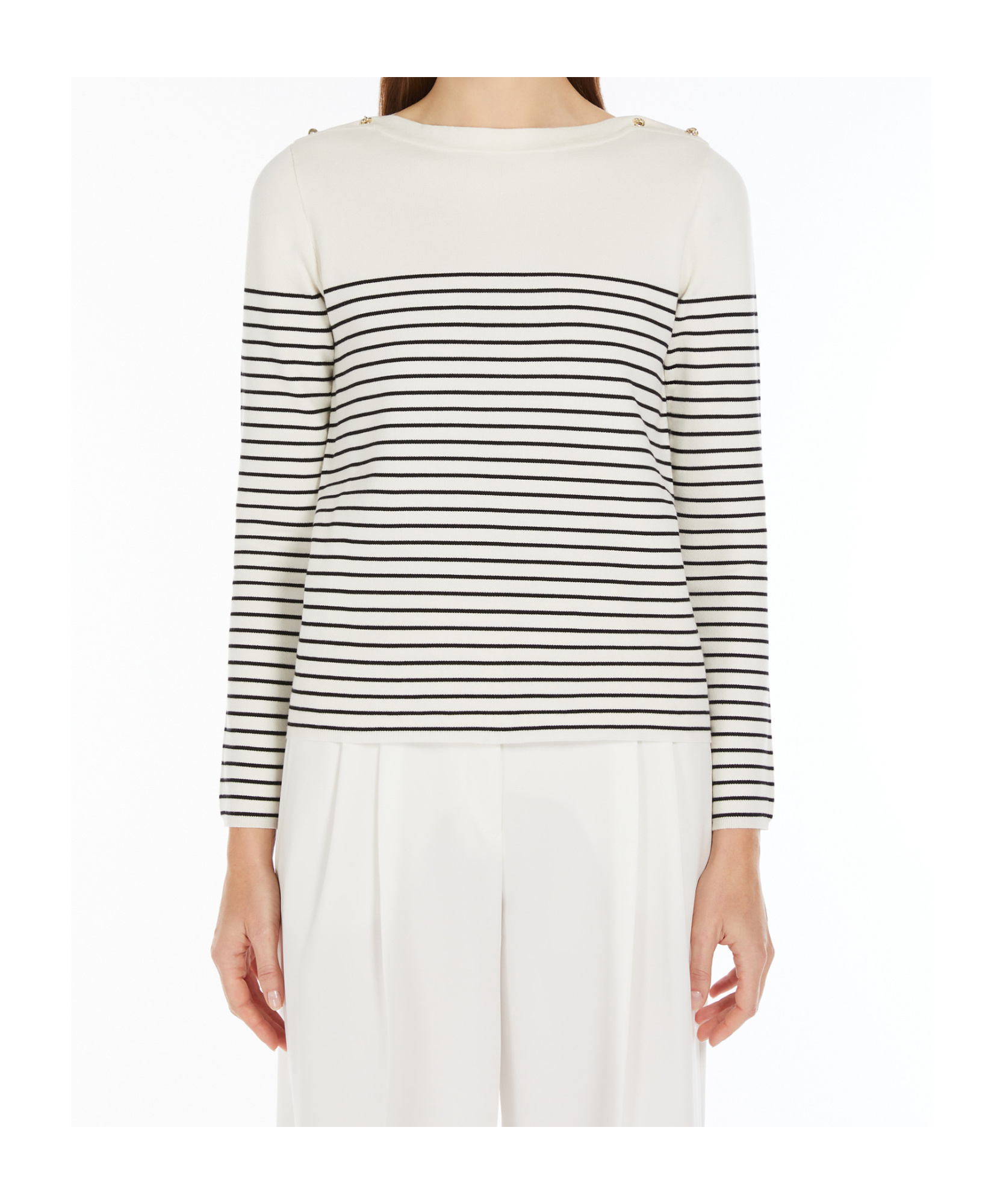 Max Mara Striped Viscose Sweater In White