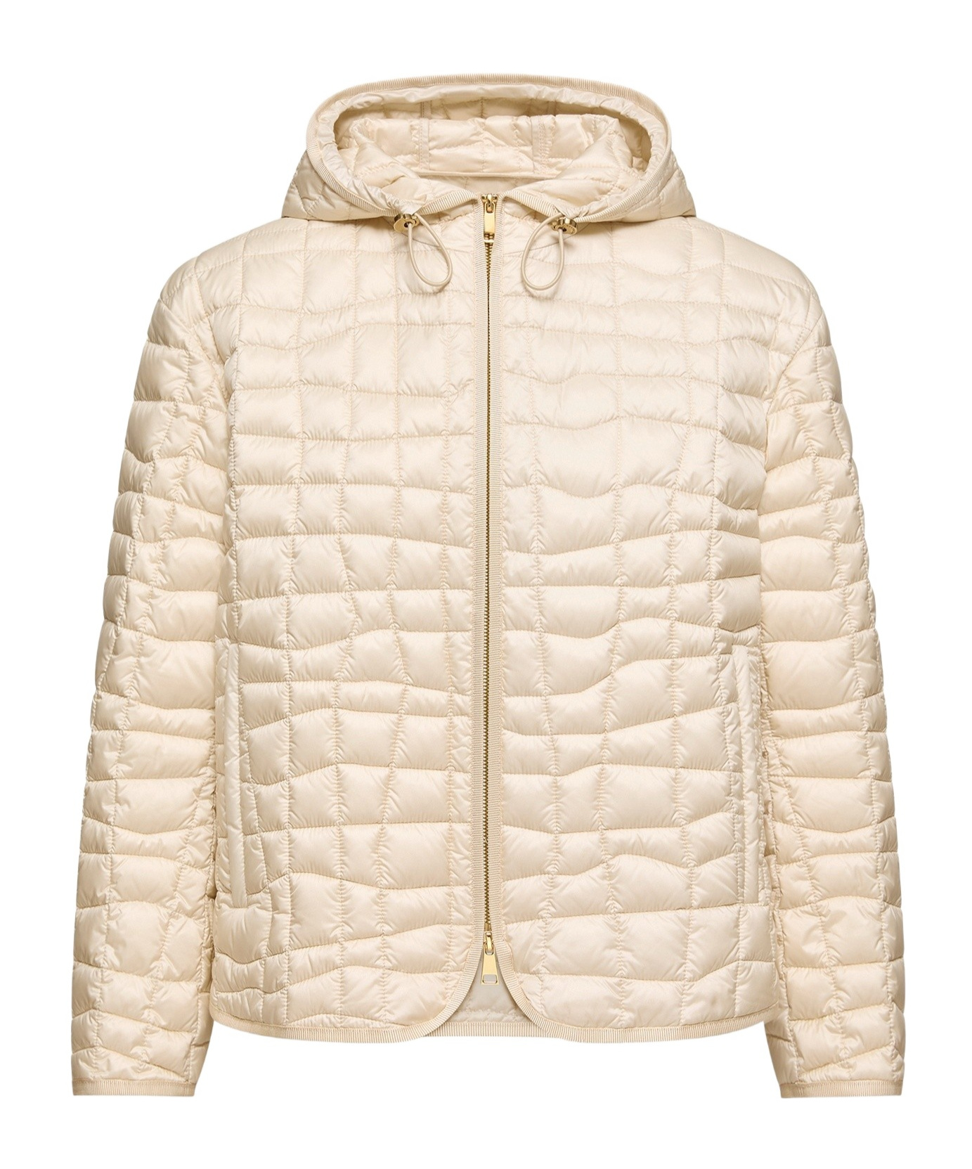 Moncler Eglantier Hooded Geometric-quilted Short Down Jacket In Neutral