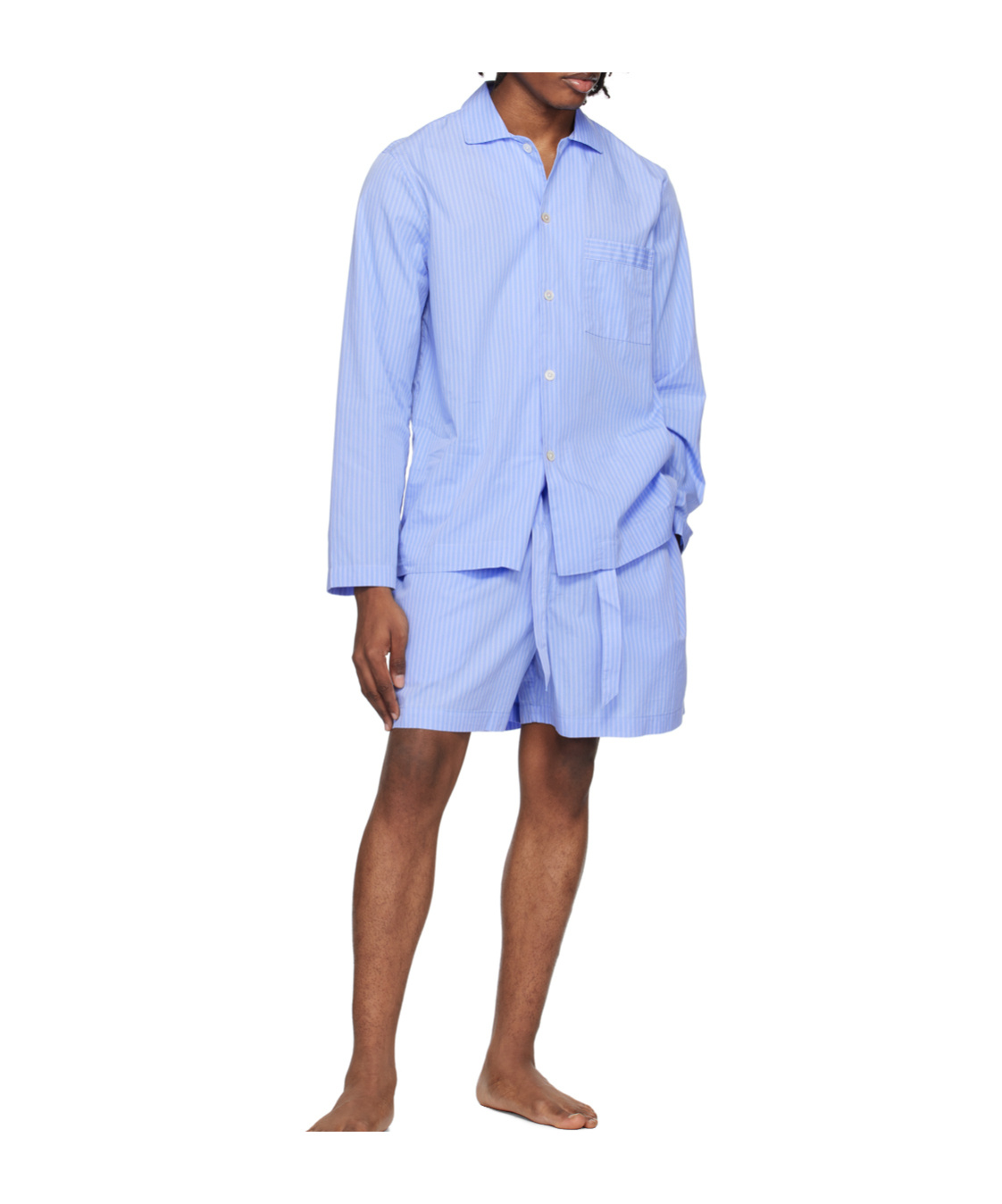 Tekla Drawstring Pyjama Shorts In Blue