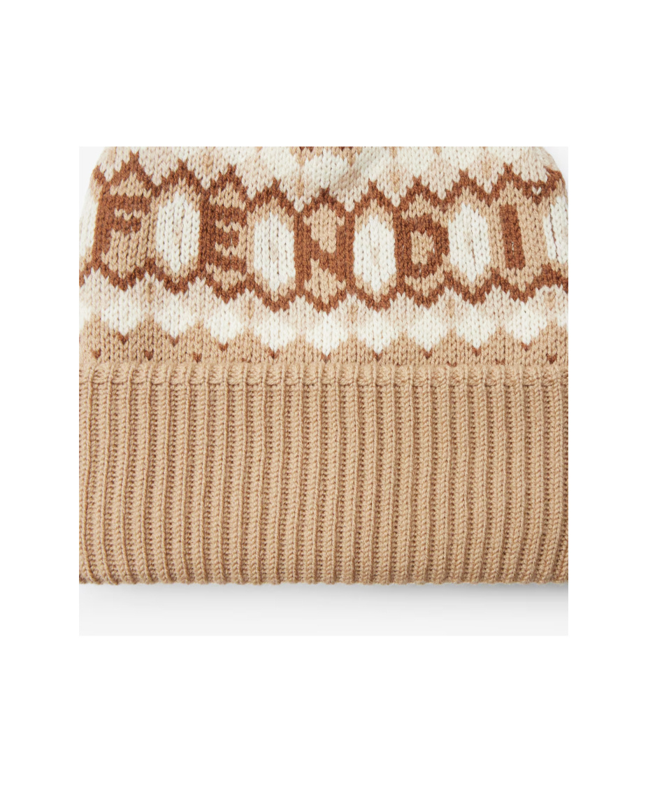 Fendi Pompom Nordic Beanie In Brown