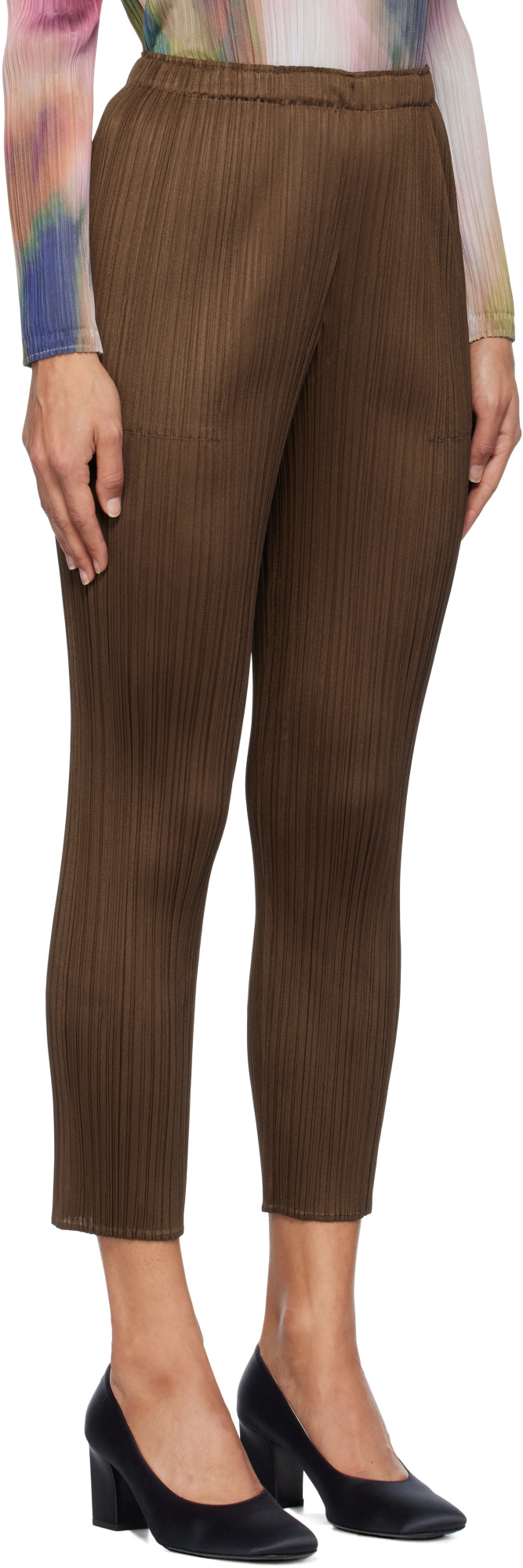 Issey Miyake Brown New Colorful Basics 4 Trousers In Green