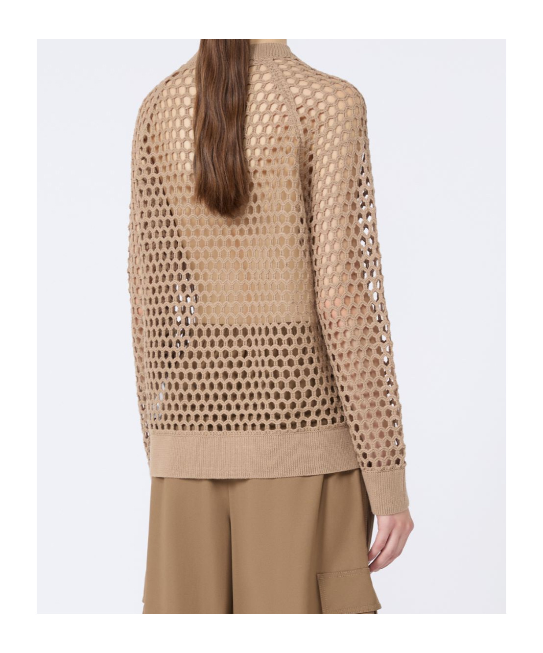 Max Mara Mesh-knit Cotton Sweater In Brown