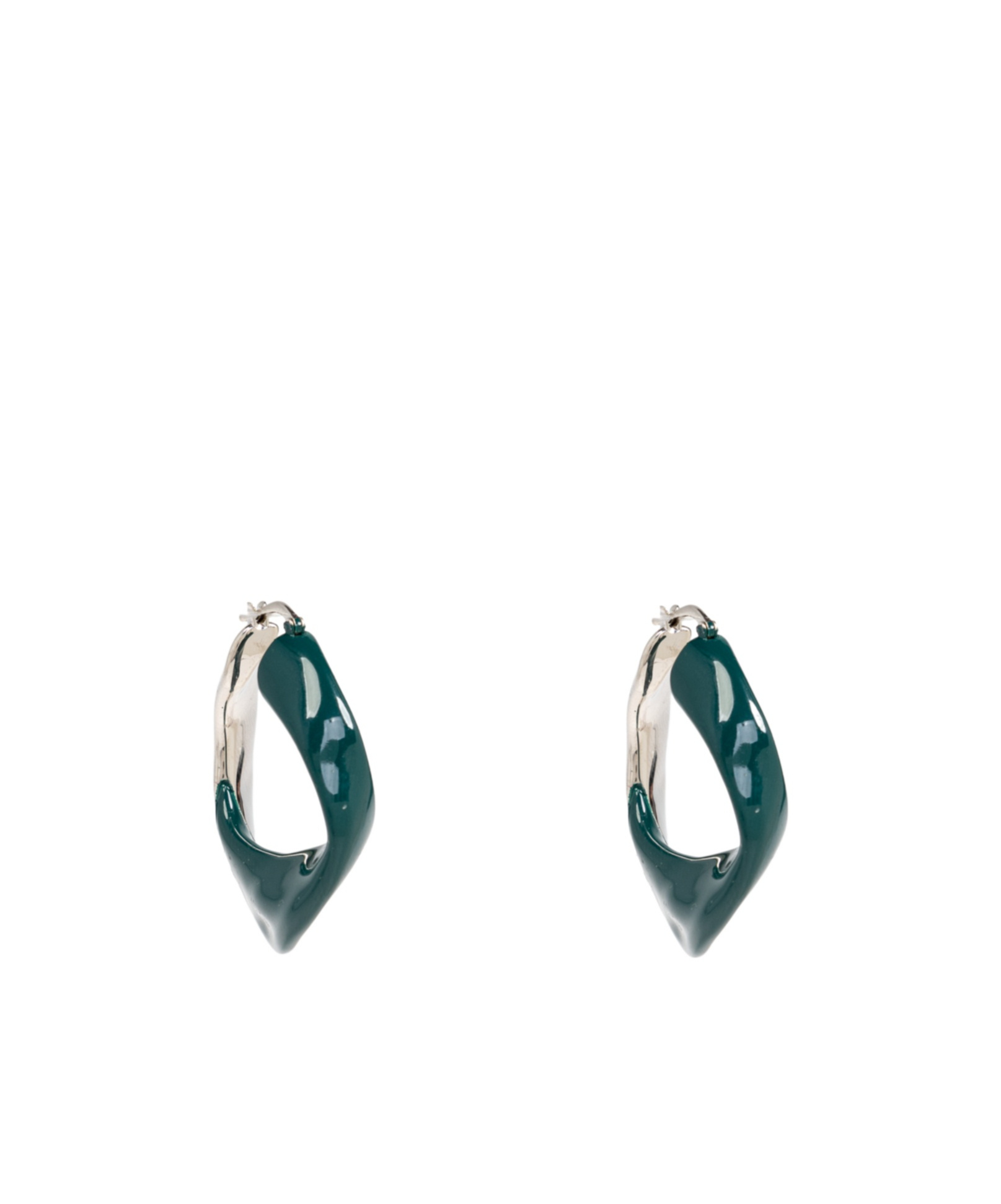 Jil Sander Sculpted Hoop Earings In Green