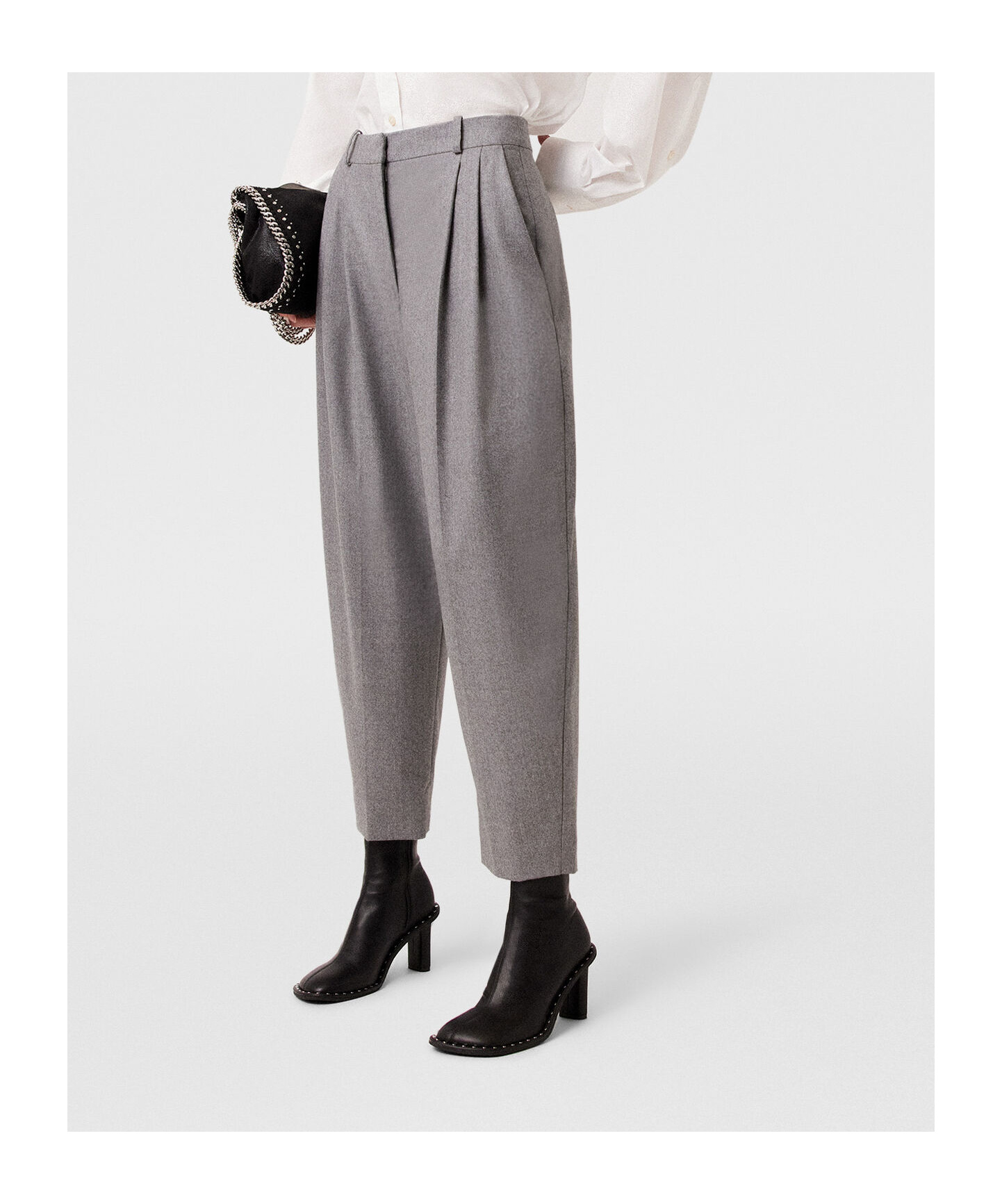 Stella Mccartney Pleated High-rise Wool Pants In Gray