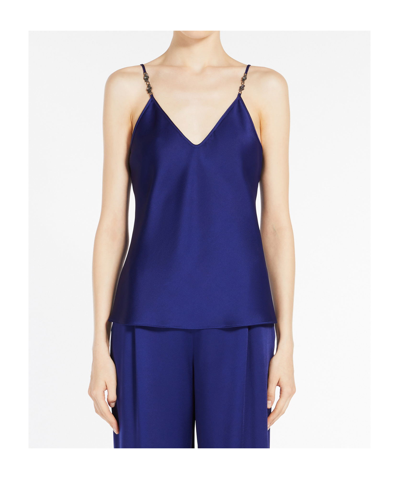 Max Mara V-neck Sleeveless Sling In Blue
