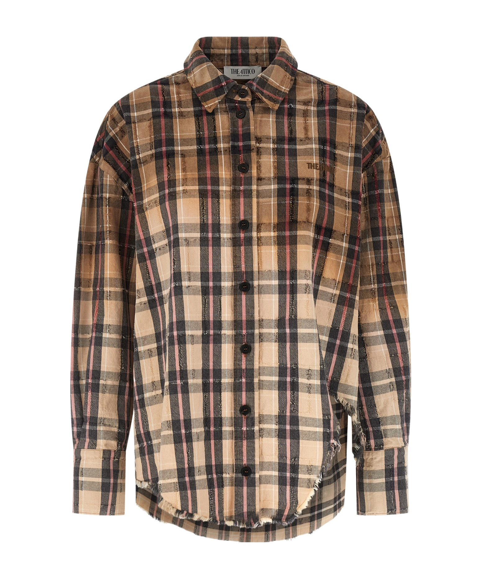 Attico Check Shirt Shirt And Blouse Multicolor In Brown