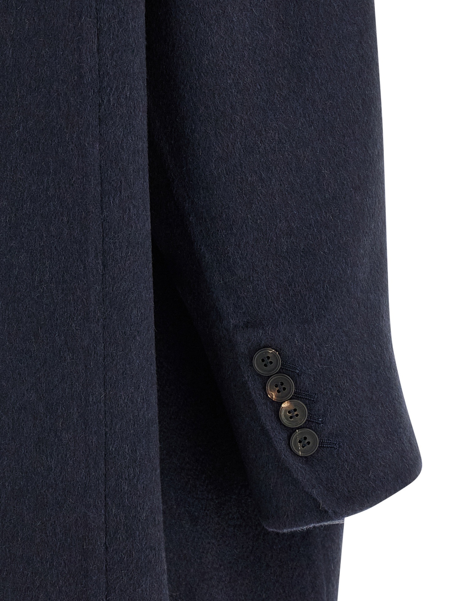 Brunello Cucinelli Double-breasted Black Cashmere Coat With Peak Lapels In Blue