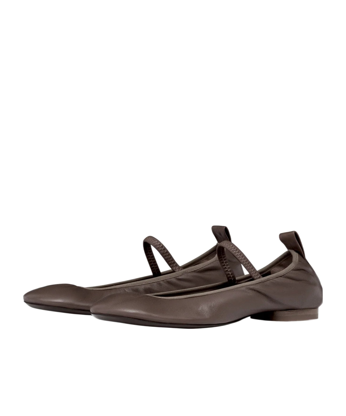 Lemaire Square-toe Leather Ballerina Shoes In Brown