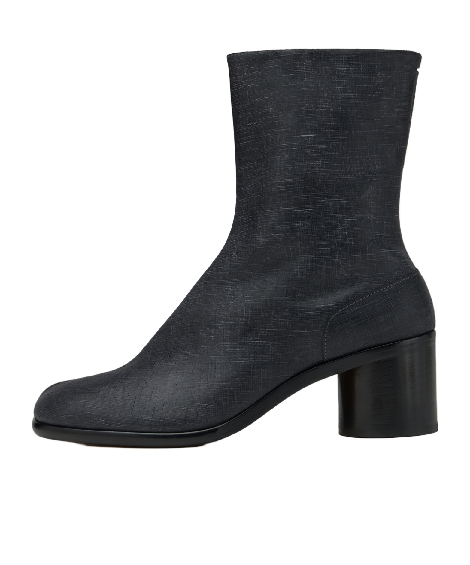 Maison Margiela Black Leather Tabi Ankle Boots In Black