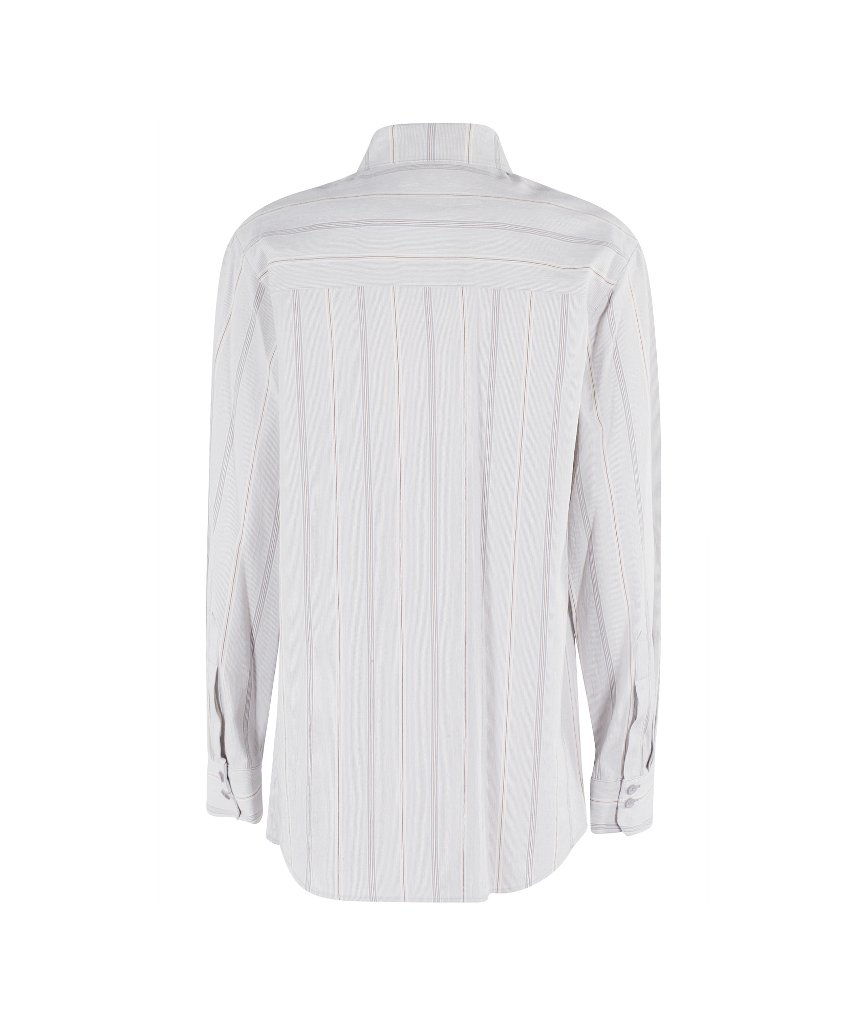 Low Classic Striped Collared Neck Long Sleeves Top In Blue