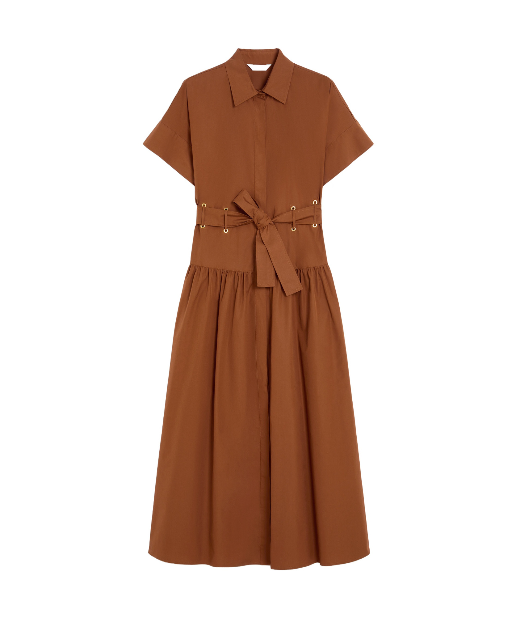 Max Mara Agoraio Popeline Dress In Brown